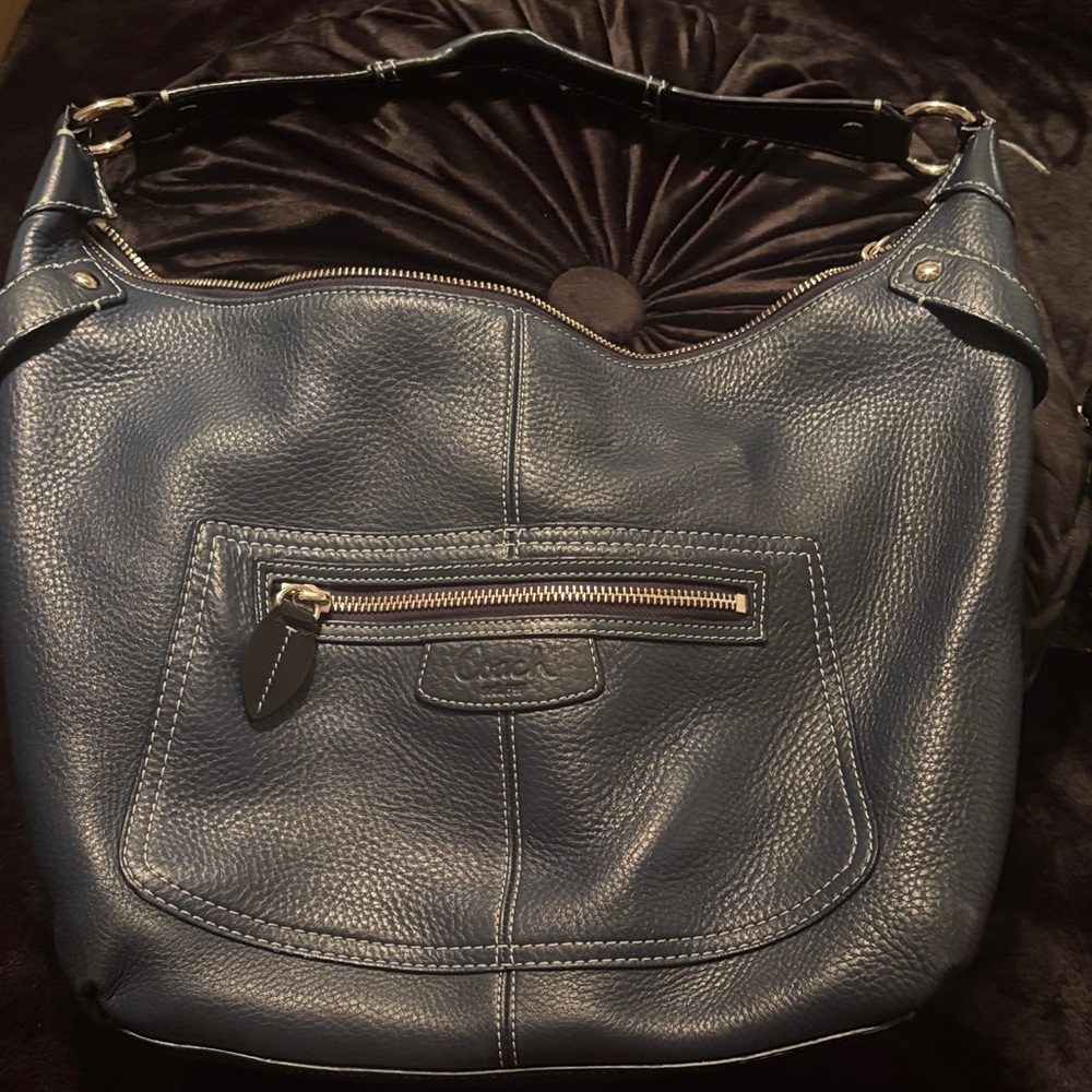 Coach Dark Blue Leather Hobo Bag